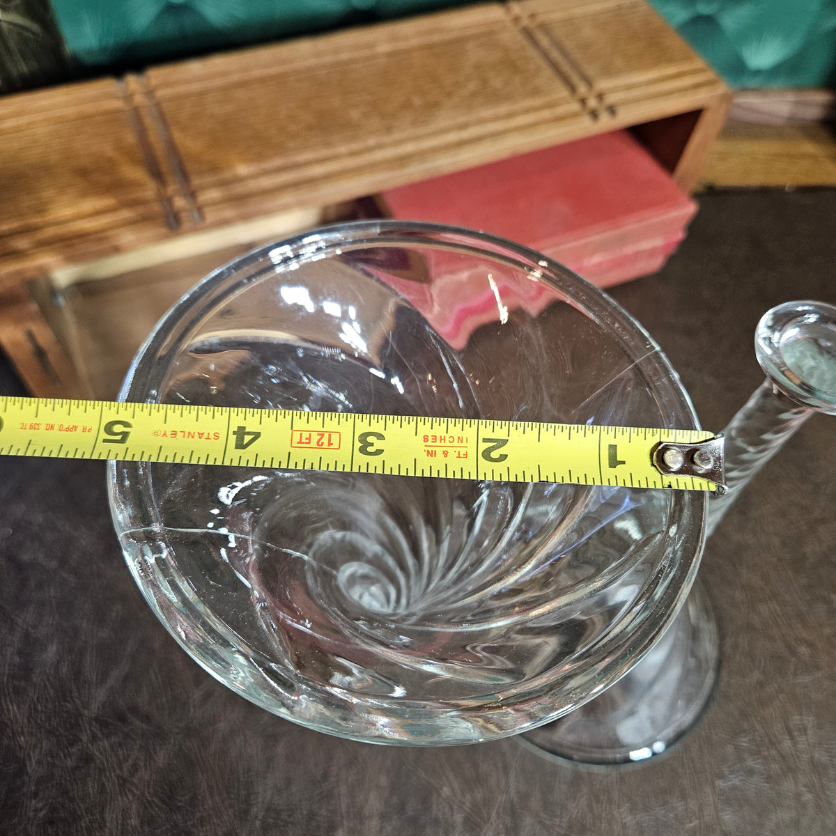 Pair Vintage Reversible Spiral Glass Vases & Candlestick Holders