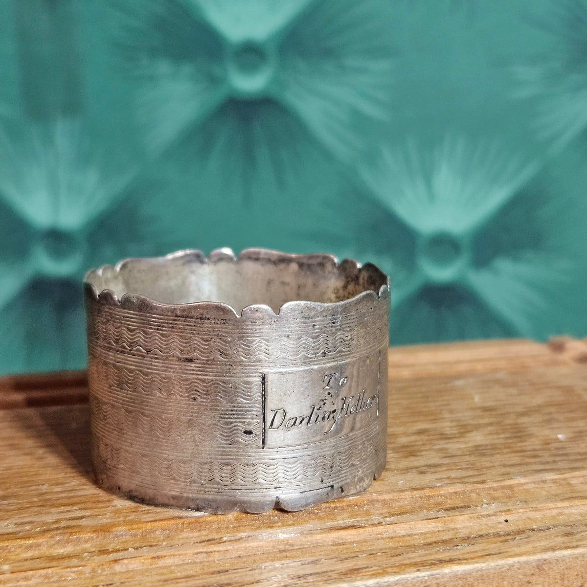 English Sterling Silver Napkin Ring To Darling Mother