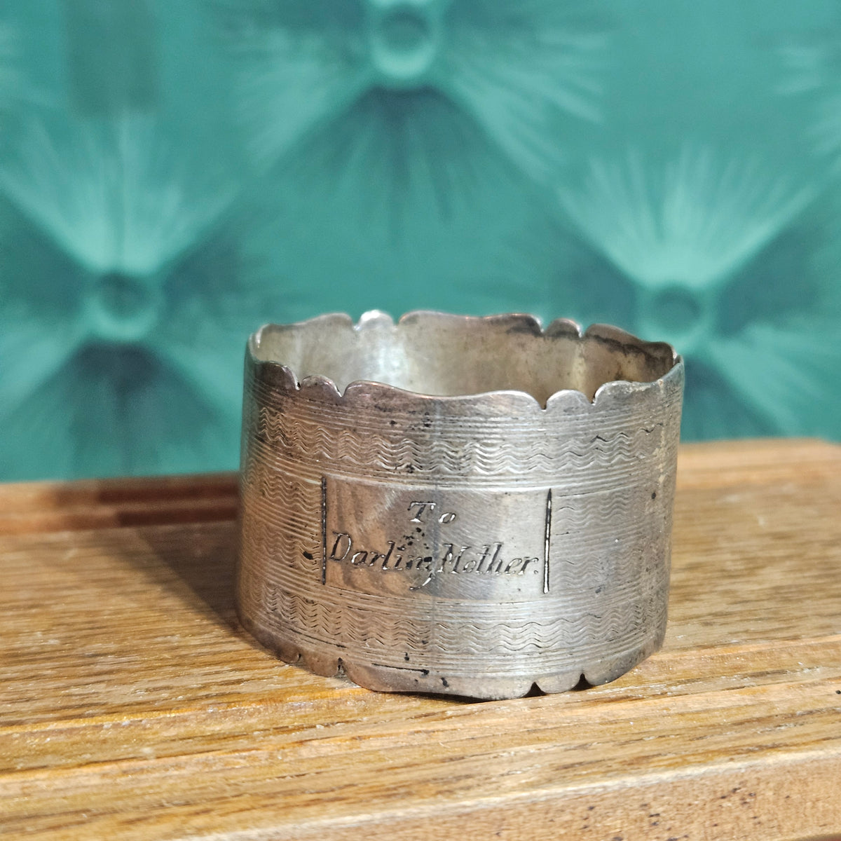 English Sterling Silver Napkin Ring To Darling Mother