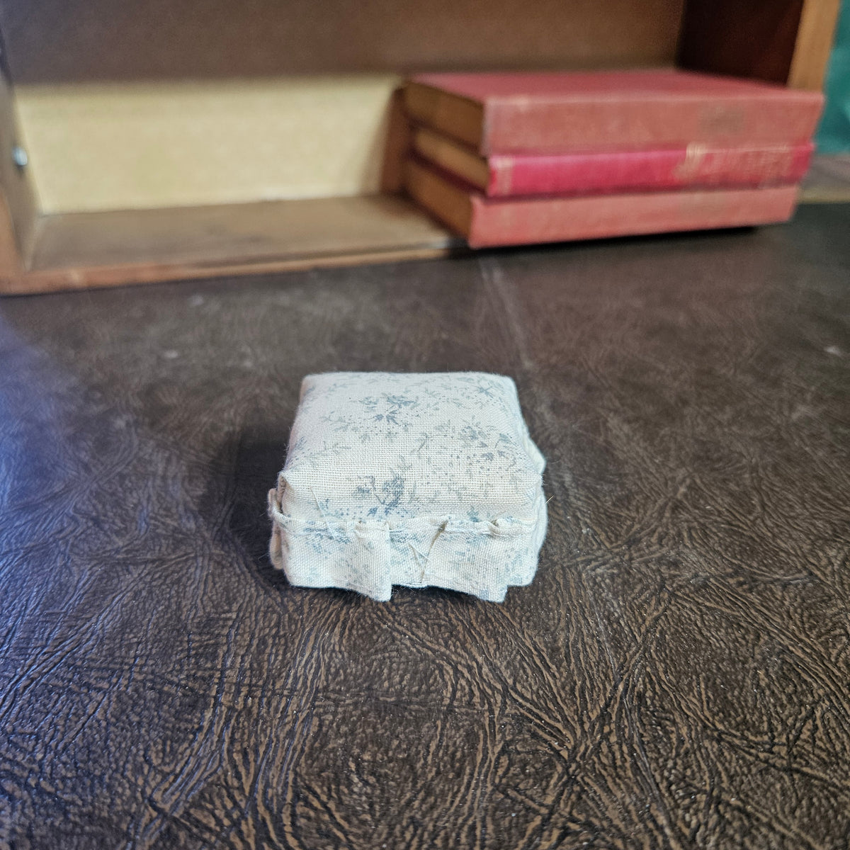Vintage Dollhouse Upholstered Ottoman Miniature Footstool