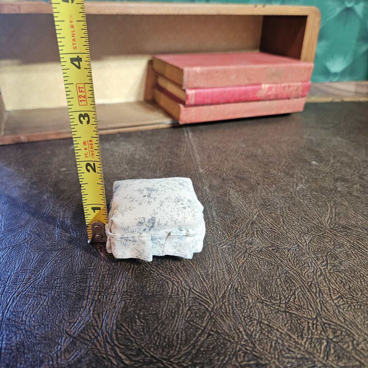 Vintage Dollhouse Upholstered Ottoman Miniature Footstool