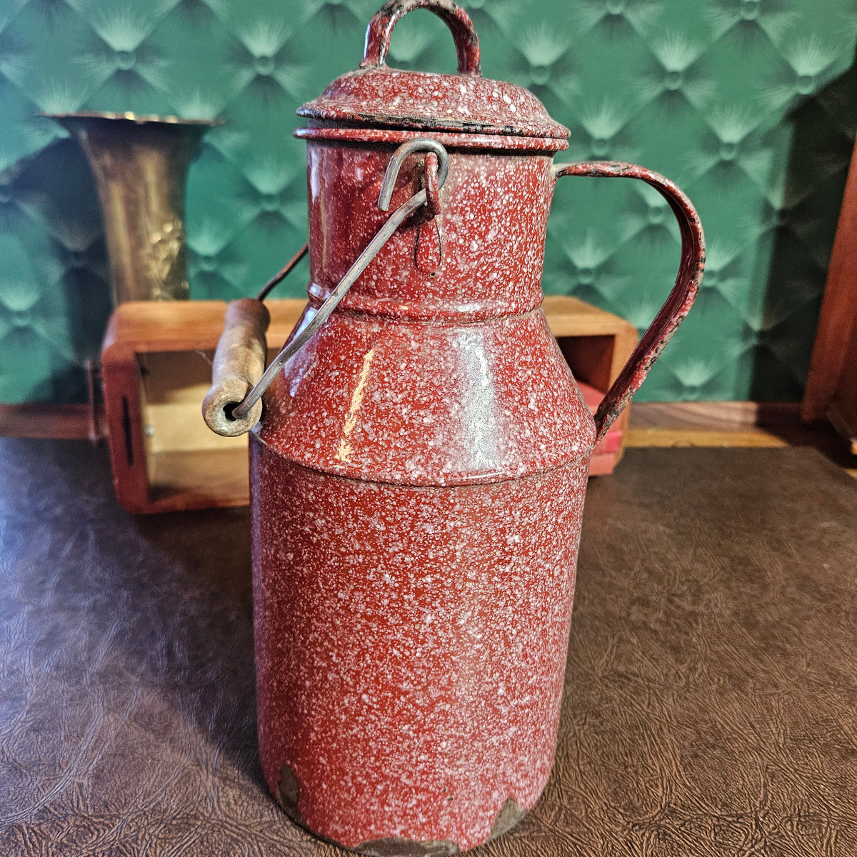 Red Speckled Graniteware Coffee Pot – Enamelware Kettle
