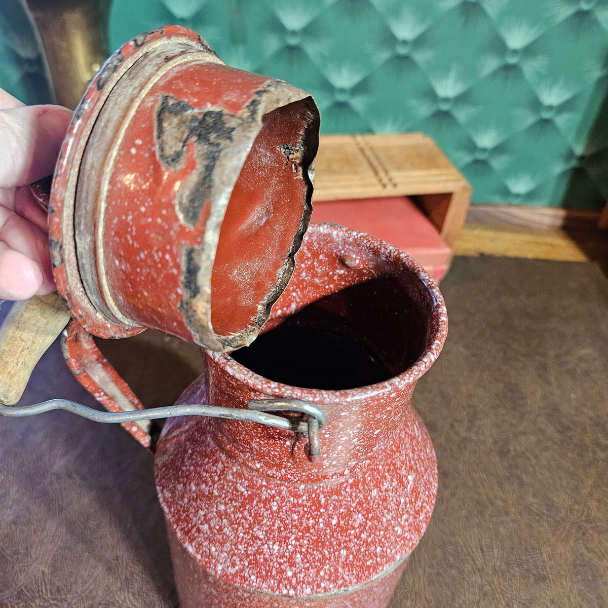Red Speckled Graniteware Coffee Pot – Enamelware Kettle