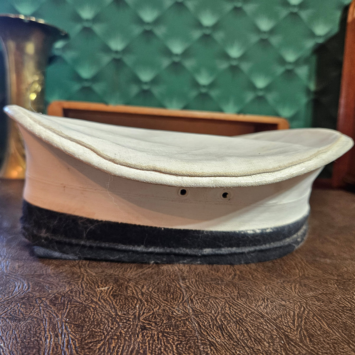 White Uniform Visor Cap with Black Band – Unmarked Service Hat