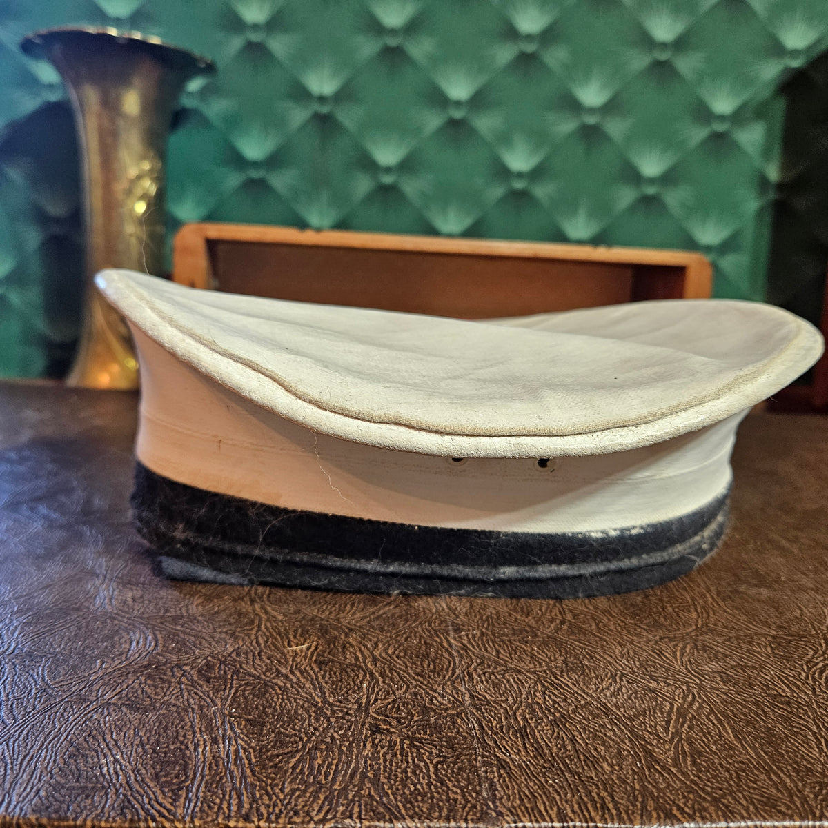 White Uniform Visor Cap with Black Band – Unmarked Service Hat