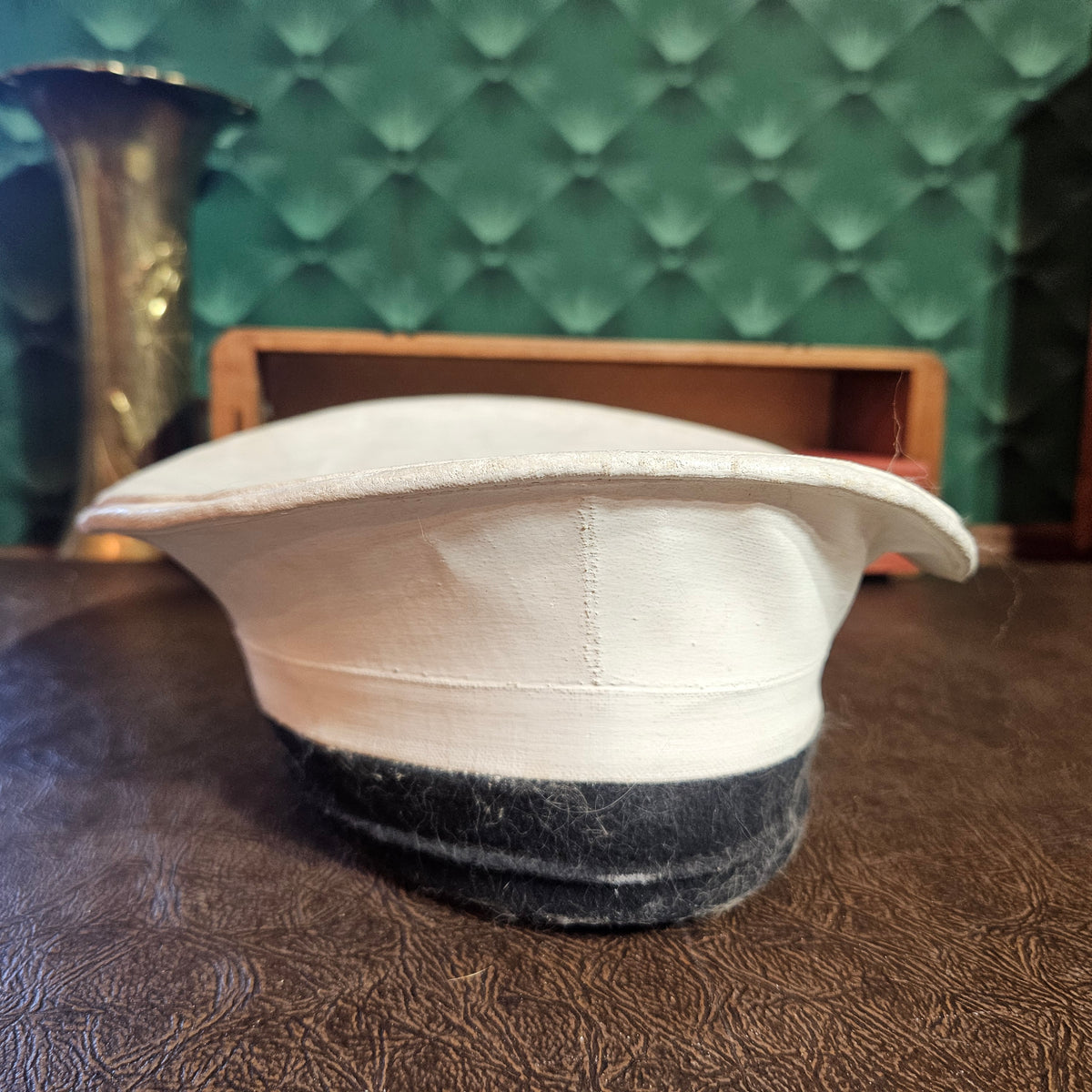 White Uniform Visor Cap with Black Band – Unmarked Service Hat