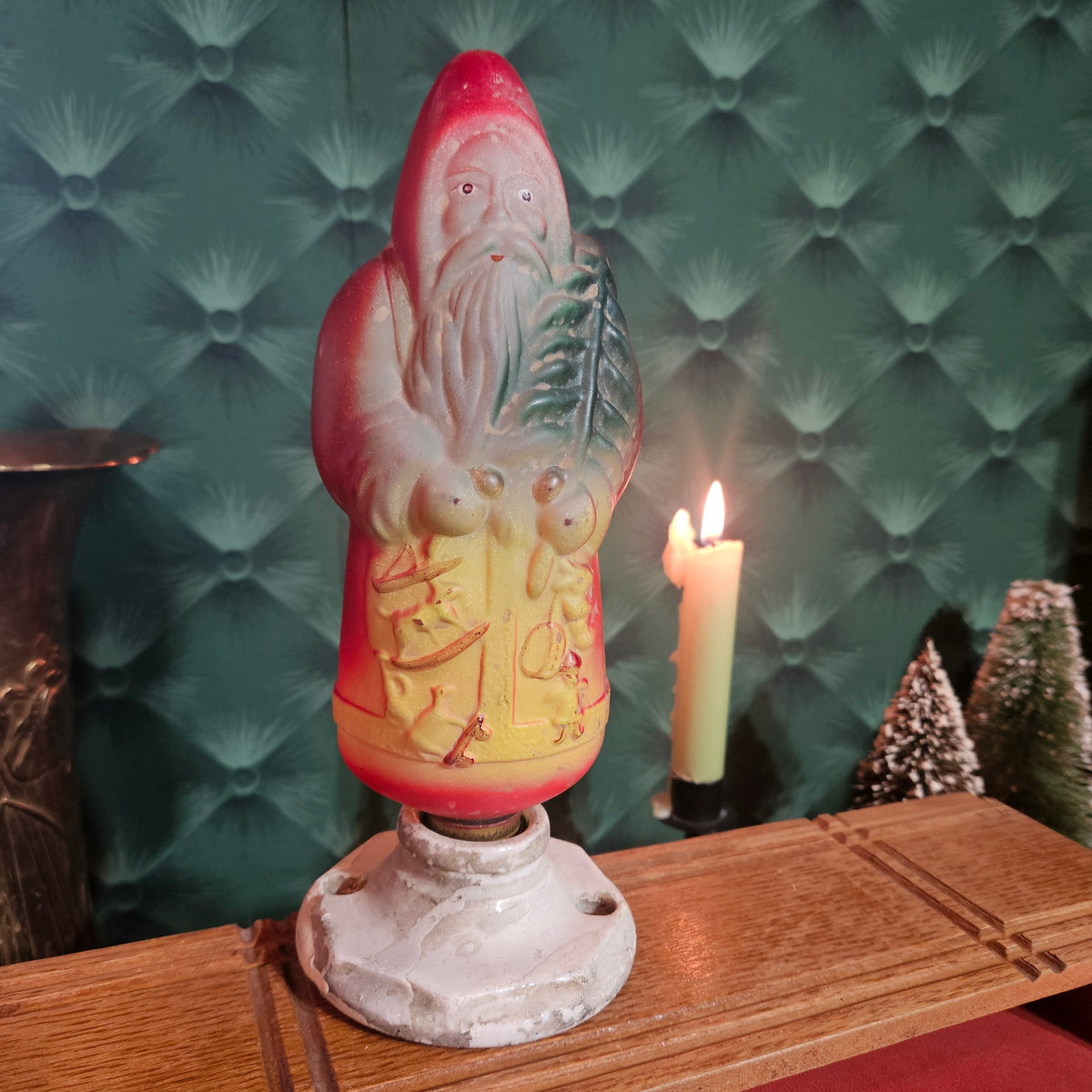 Antique Figural Santa Christmas Light with Leviton Porcelain Base