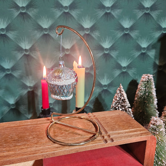 Silver and Blue Glass Acorn-Shaped Ornament