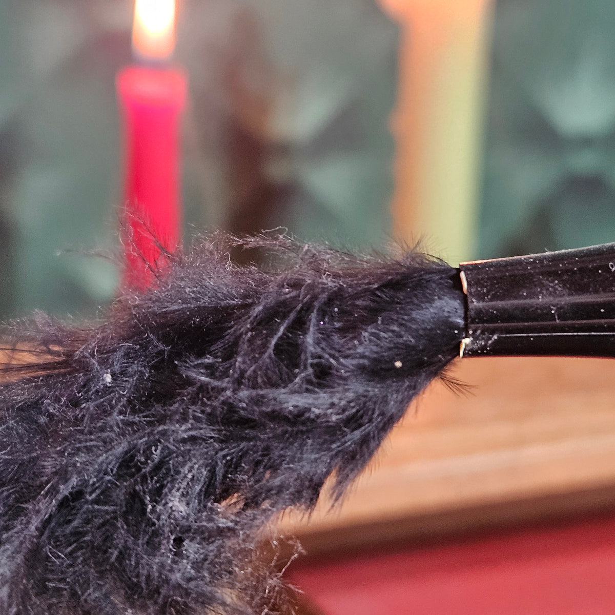 Black Glass Clip-On Bird Ornament with Feather Tail