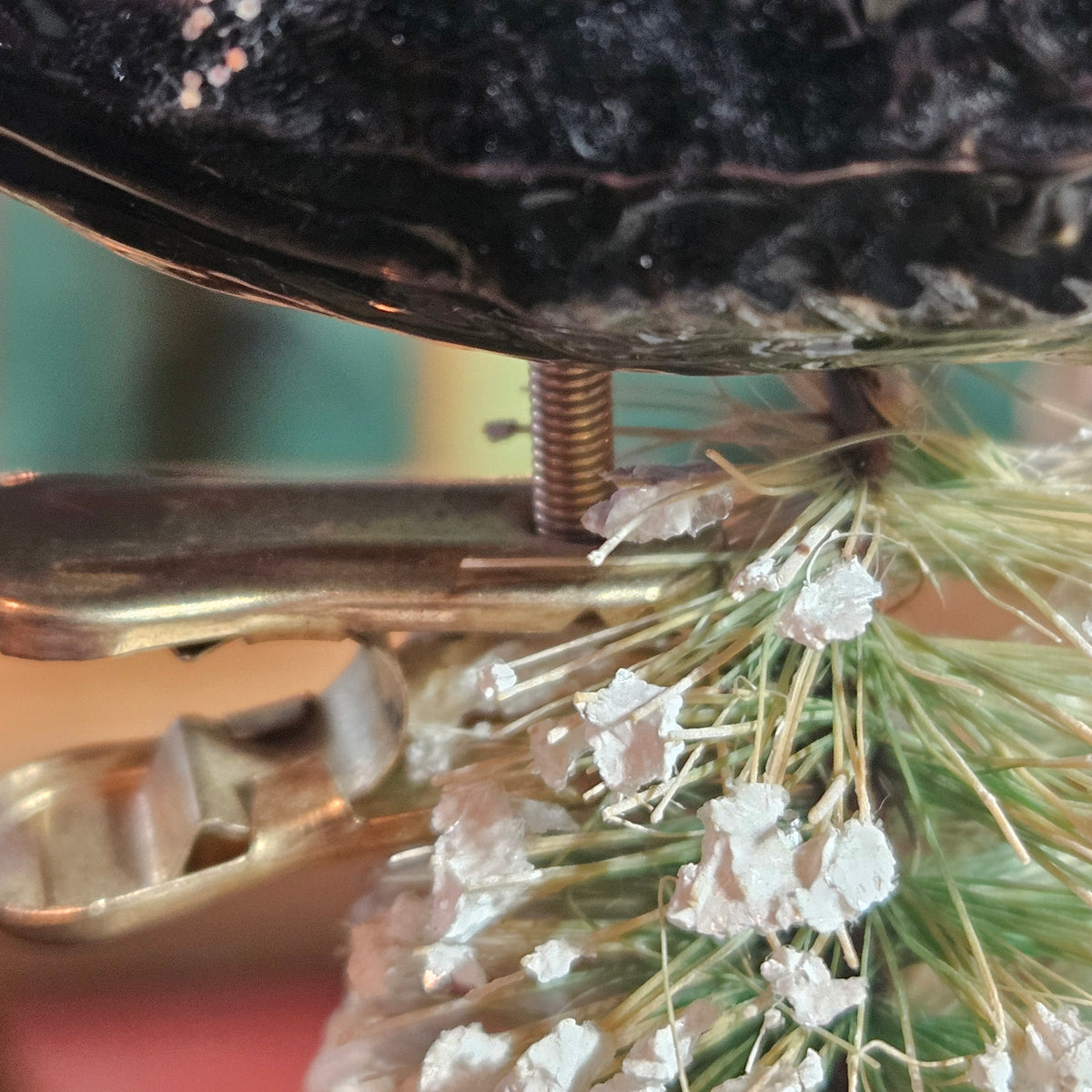 Black Glass Clip-On Bird Ornament with Feather Tail