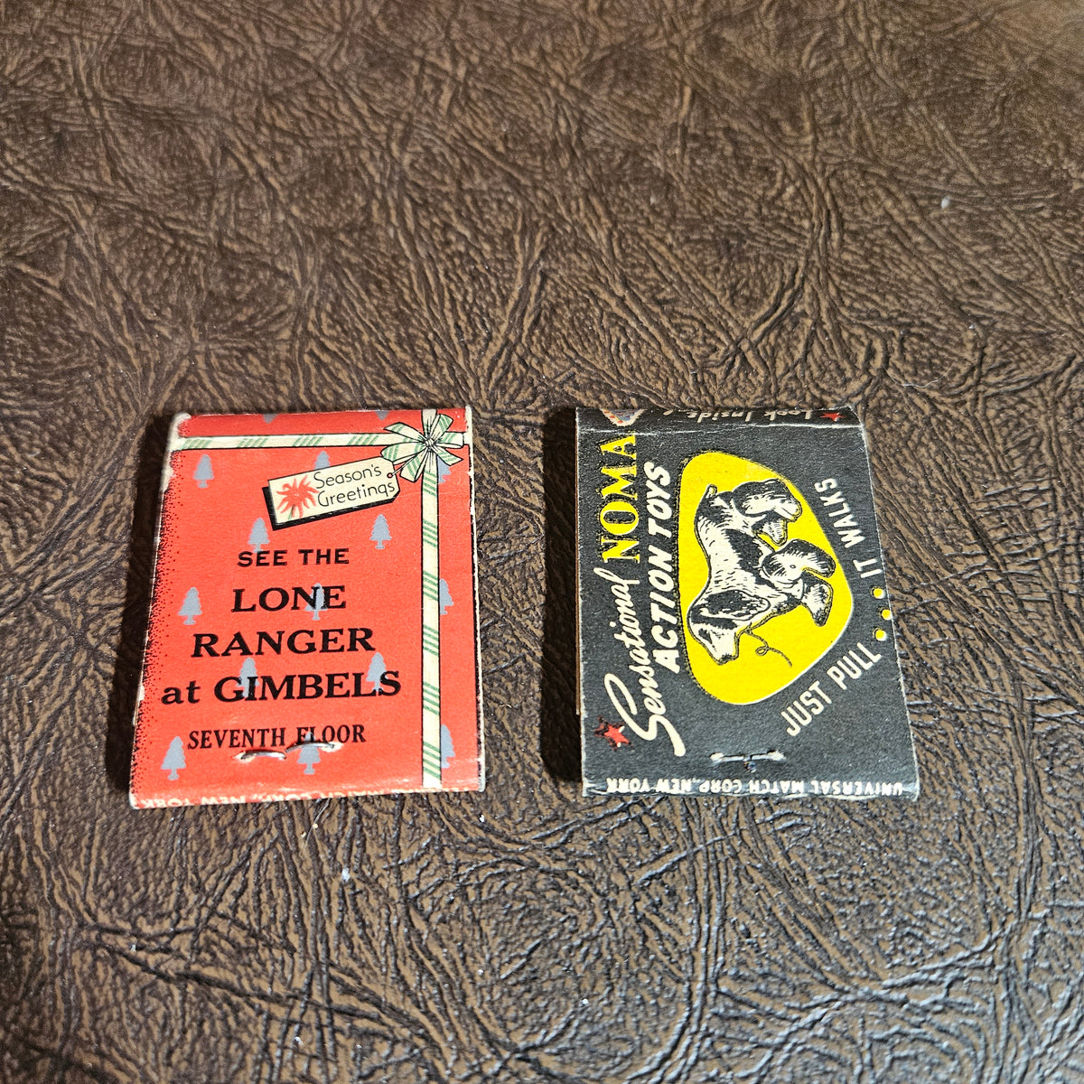 Gimbels and NOMA Christmas Advertising Matchbook Pair