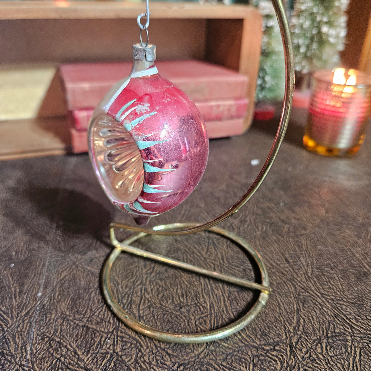 Silvered Glass Reflector Ornament with Broken Bottom
