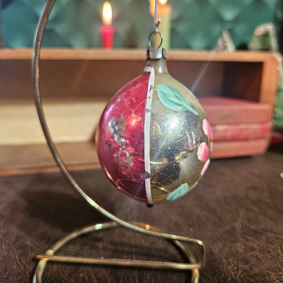 Silvered Glass Reflector Ornament with Broken Bottom