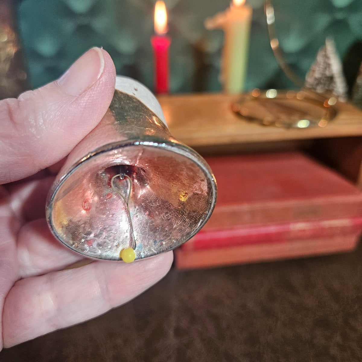 Silvered Glass Bell with White Painted Top