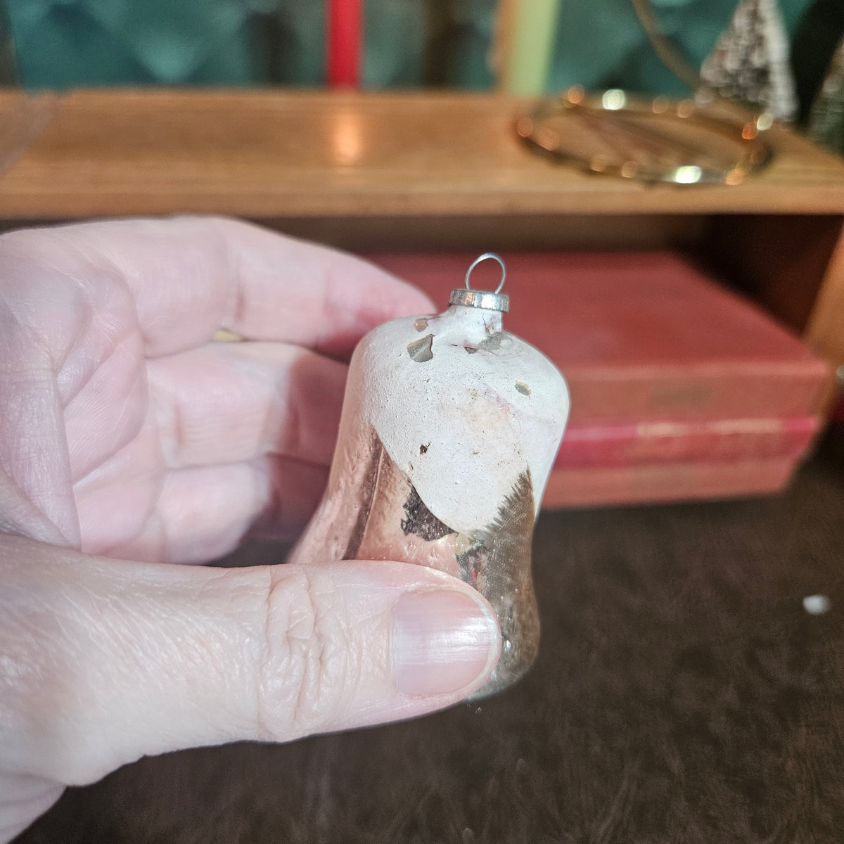 Silvered Glass Bell with White Painted Top