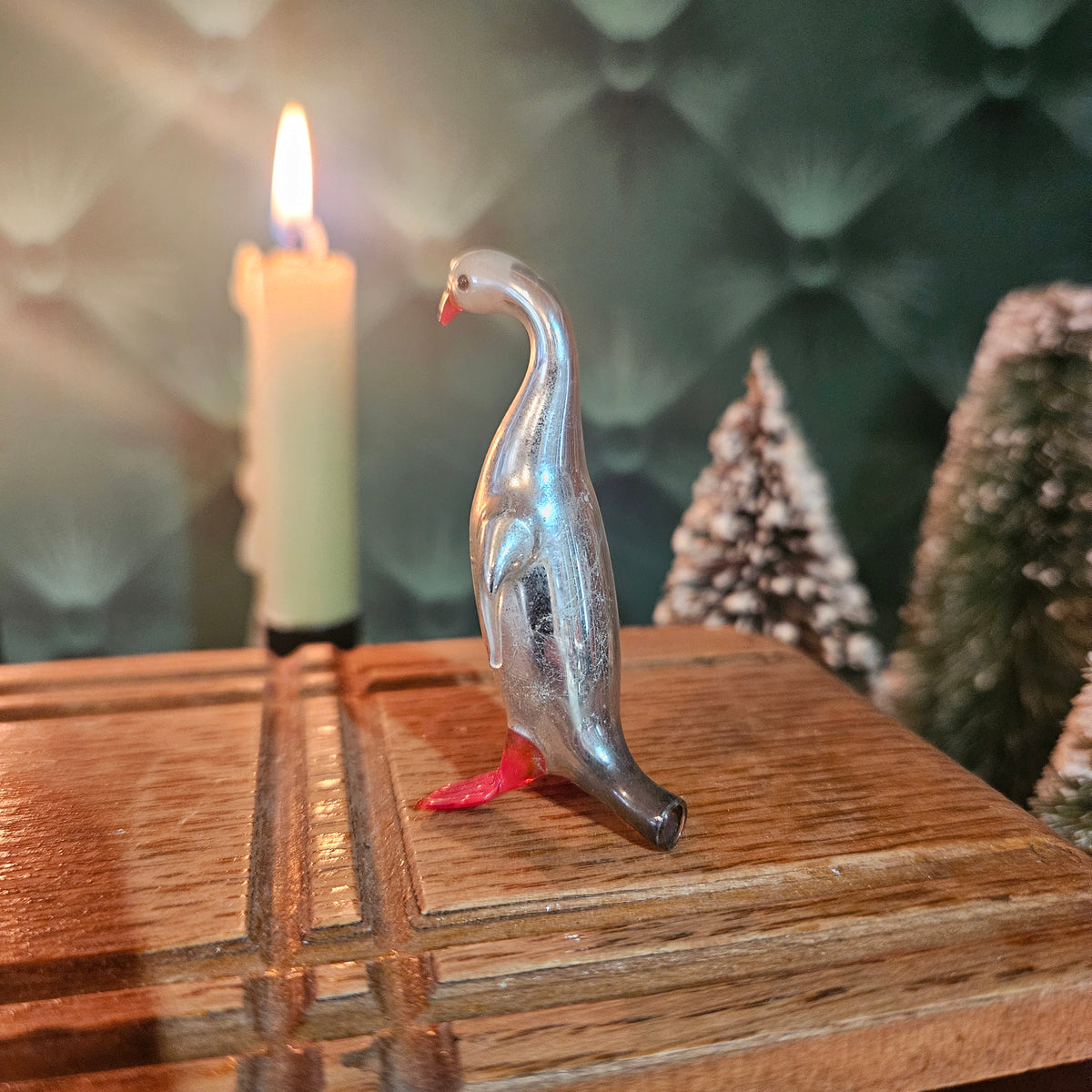 Silvered Glass Water Bird Ornament