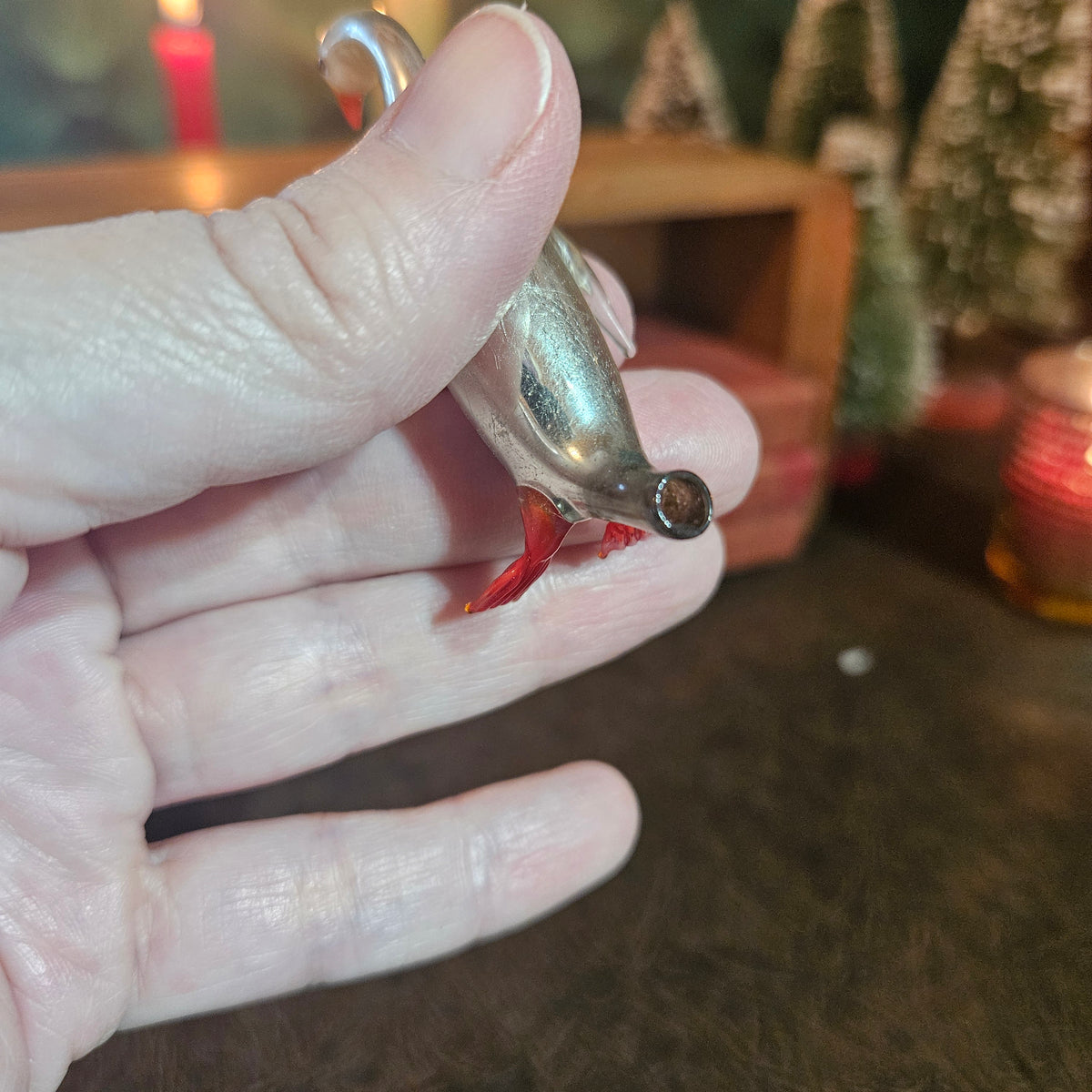 Silvered Glass Water Bird Ornament