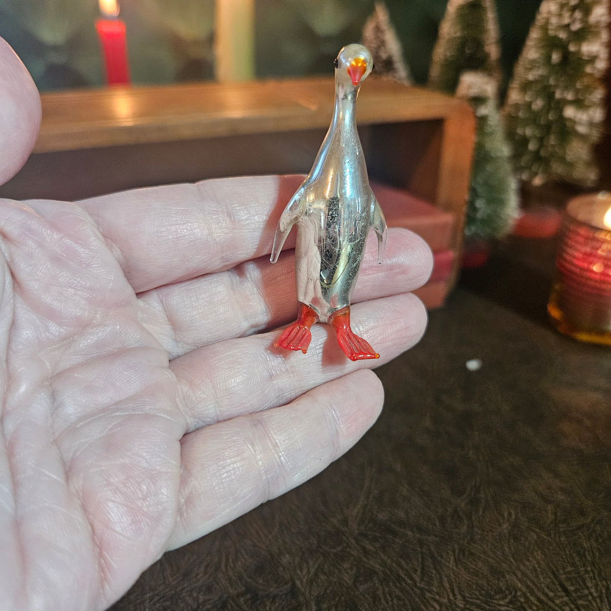 Silvered Glass Water Bird Ornament