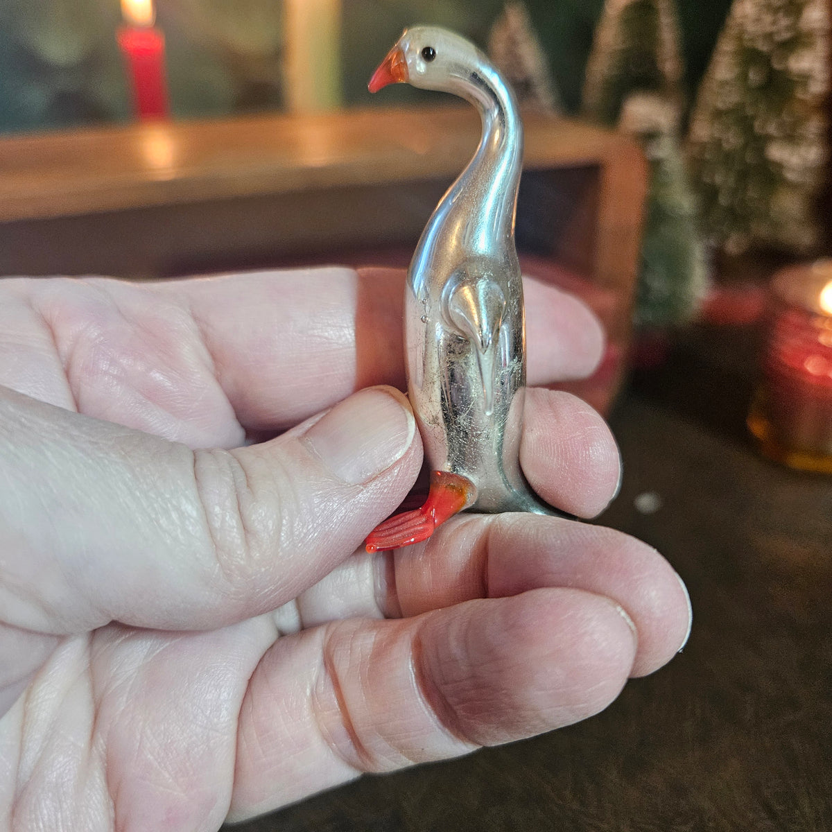 Silvered Glass Water Bird Ornament