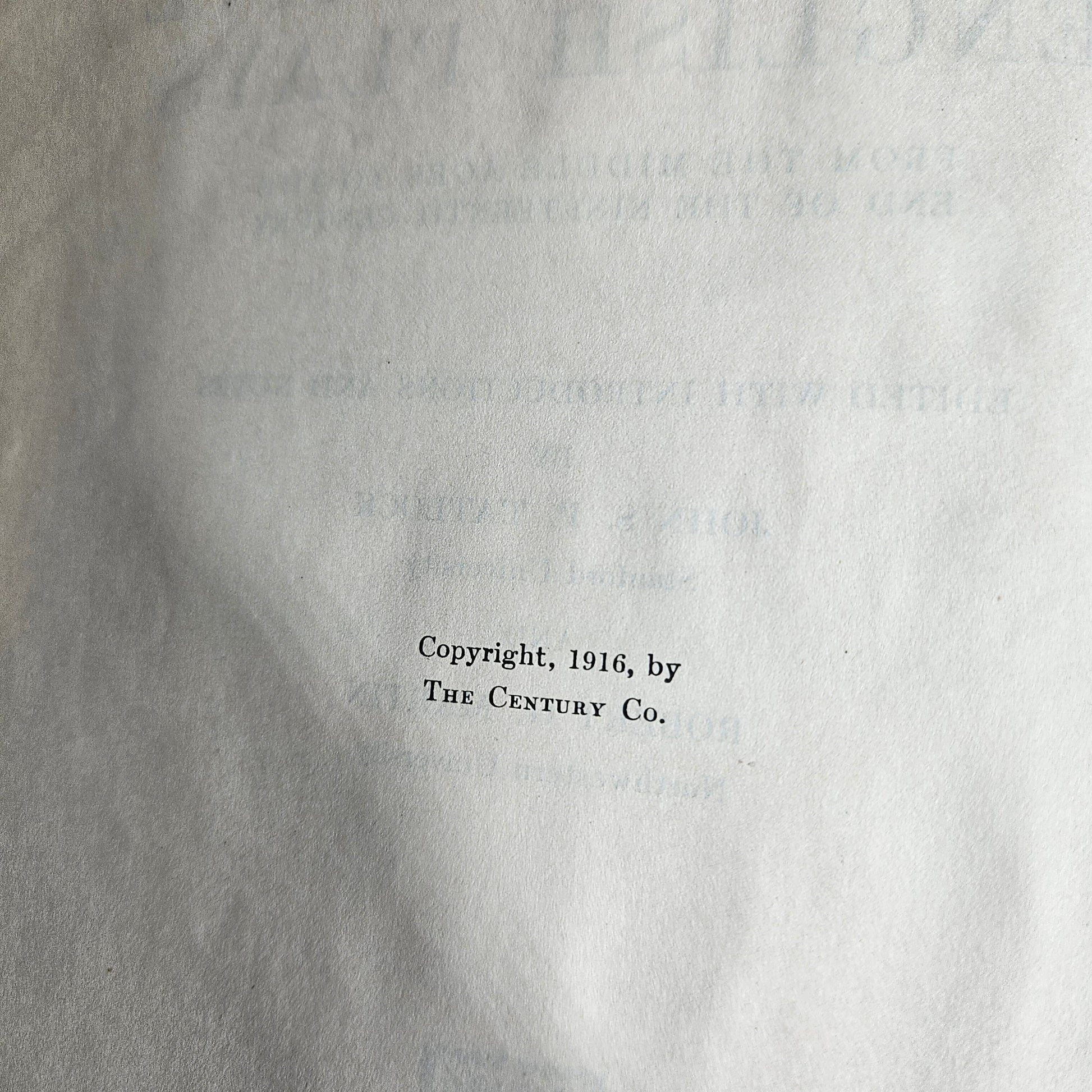 Textured gray paper with a copyright notice for The Century Co. from 1916.