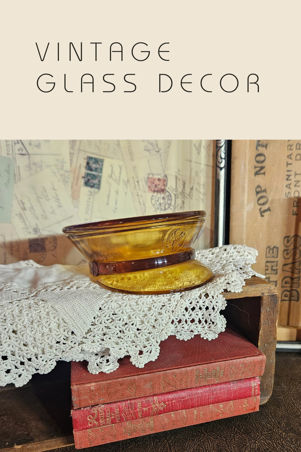 Amber Glass Military Cap Dish