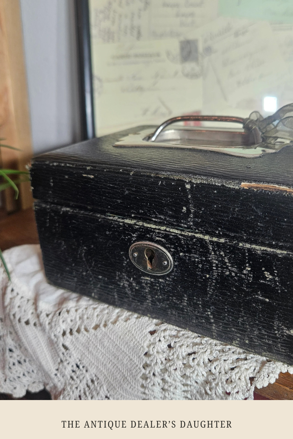 Vintage Black Lock Box with Key Storage
