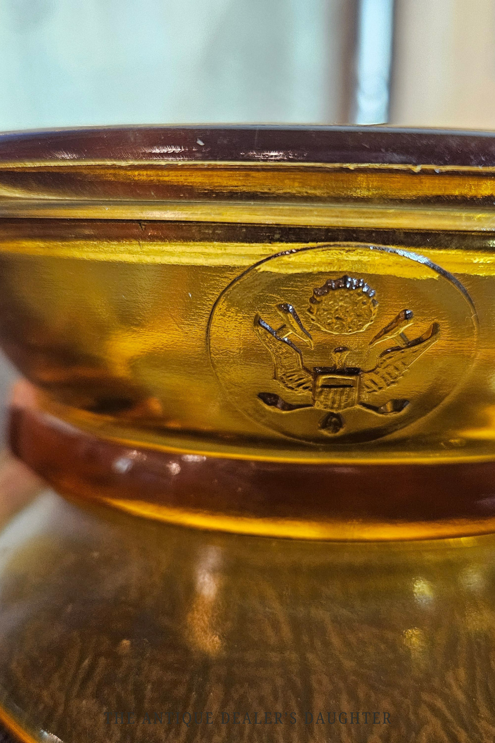 Amber Glass Military Cap Dish