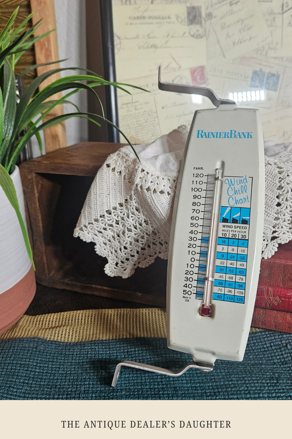 Rainier Bank Vintage Advertising Thermometer