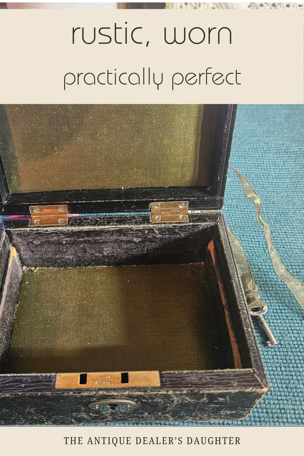 Vintage Black Lock Box with Key Storage