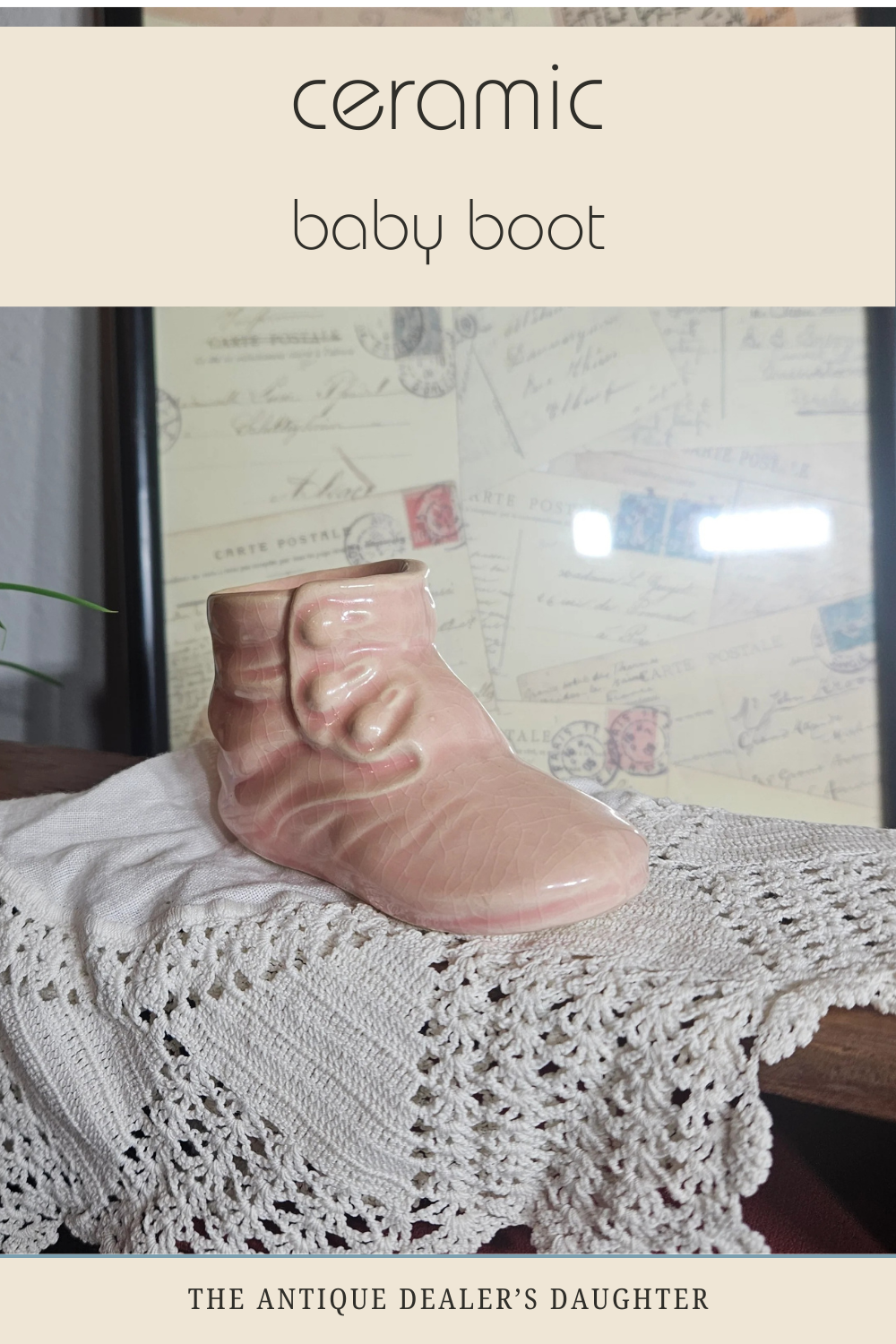 Ceramic Baby Boot Nursery Decor Vintage