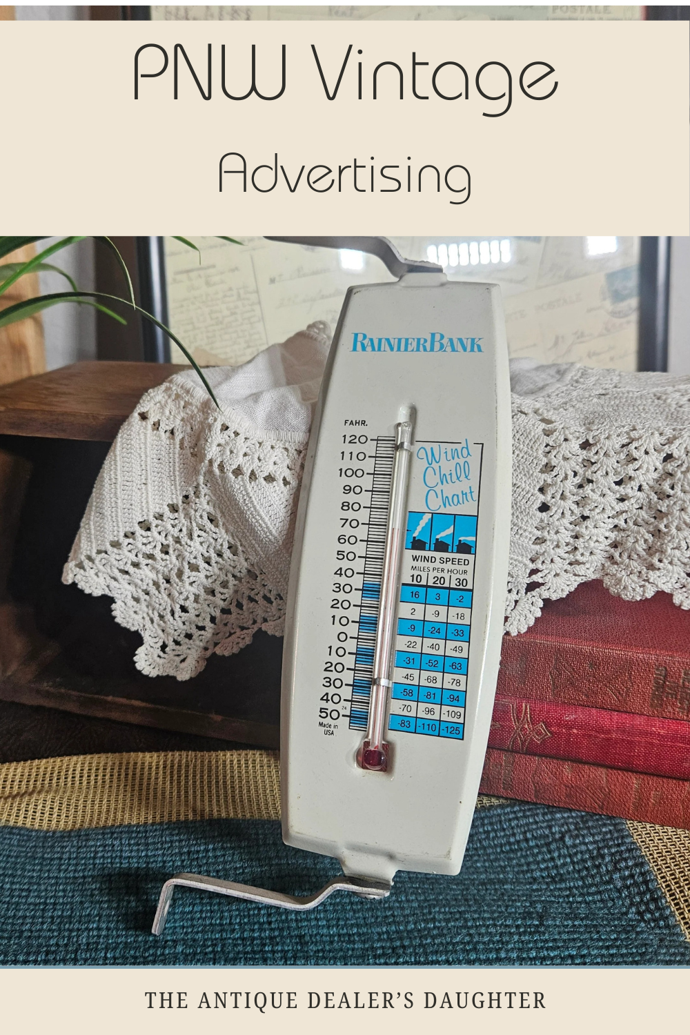Rainier Bank Vintage Advertising Thermometer