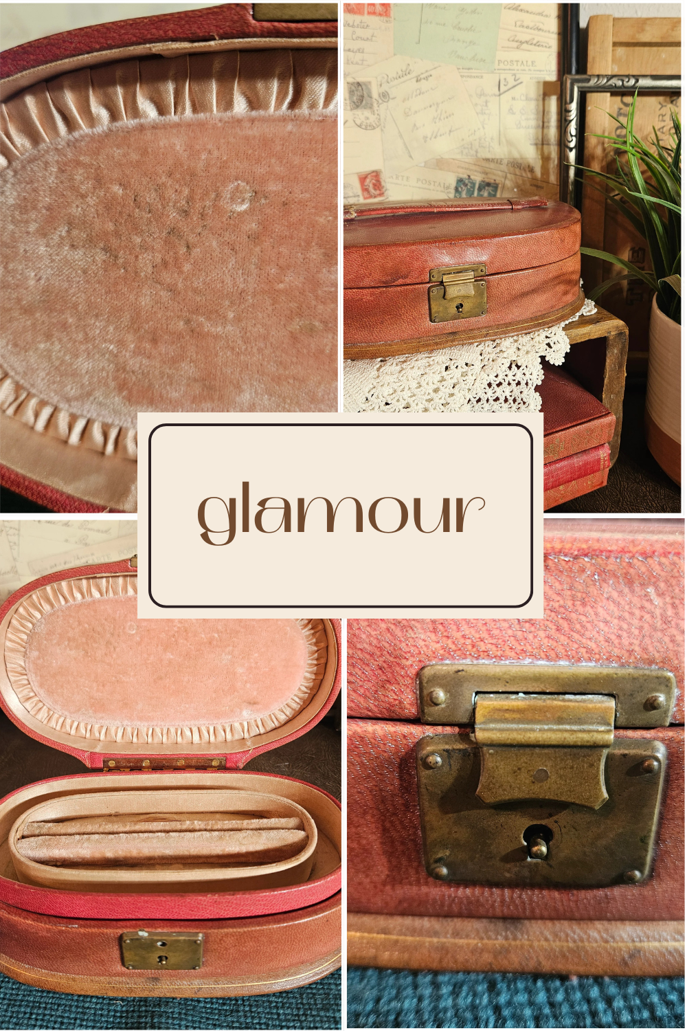 Vintage Red Leather Jewelry Travel Case