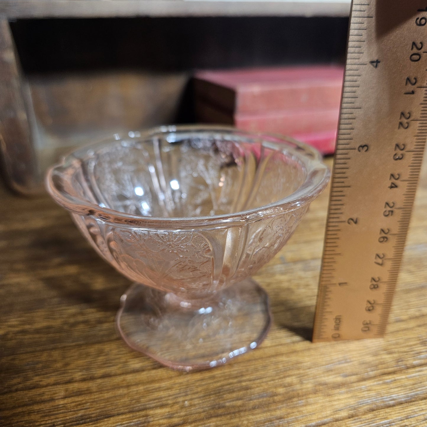 vintage depression glass dish pink collectible
