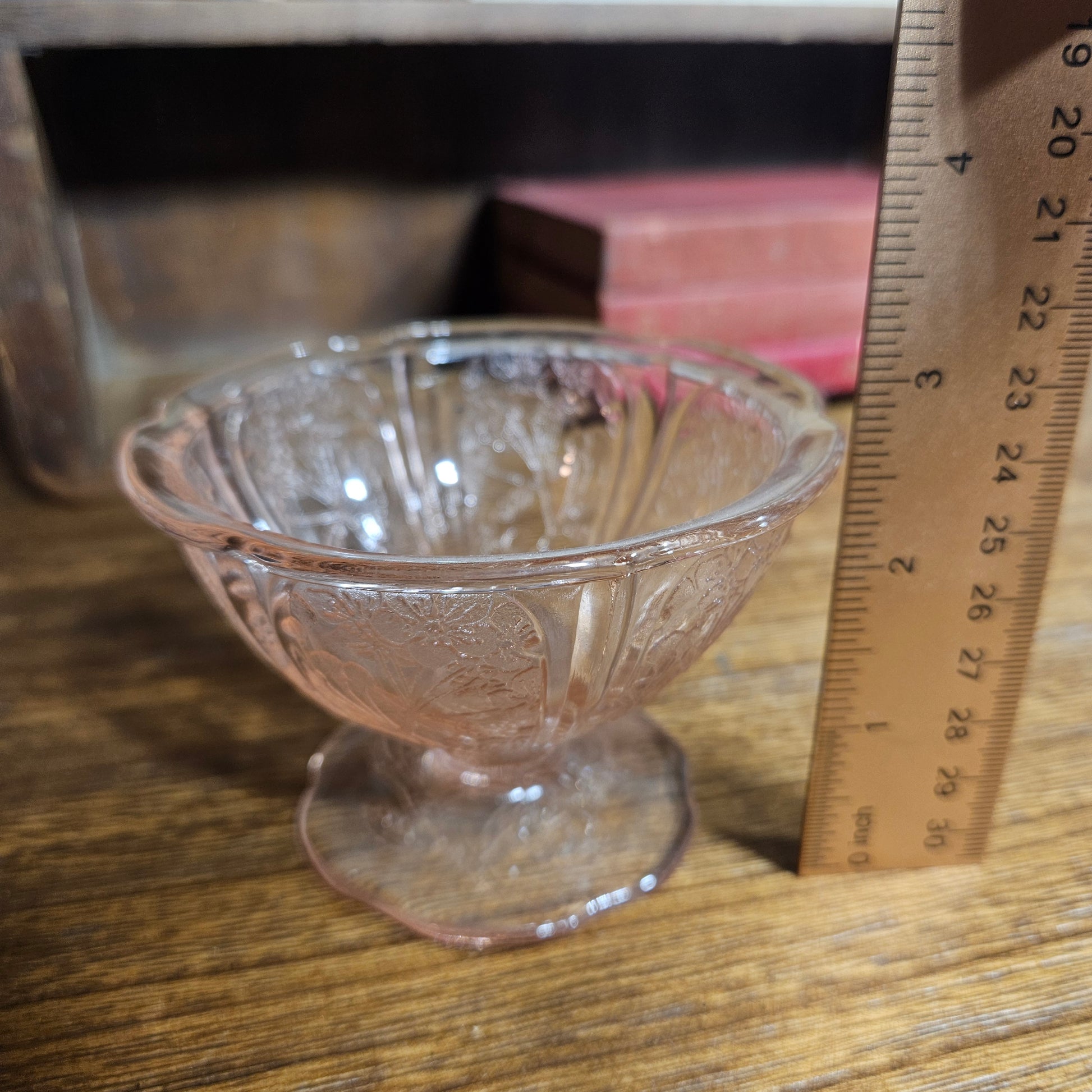 vintage depression glass dish pink collectible