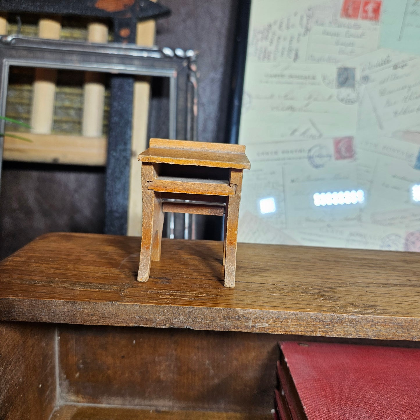 Vintage Miniature Wooden Desk Dollhouse Furniture