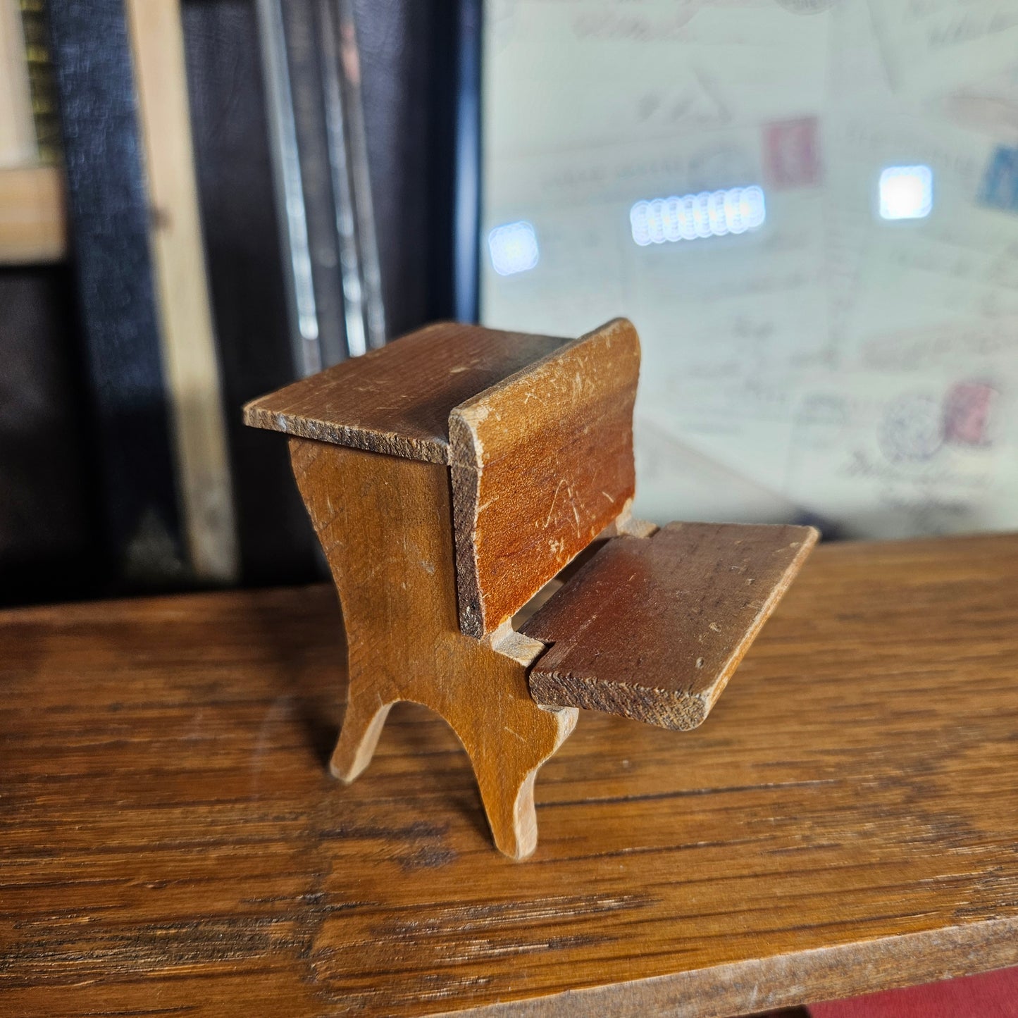 Vintage Miniature Wooden Desk Dollhouse Furniture
