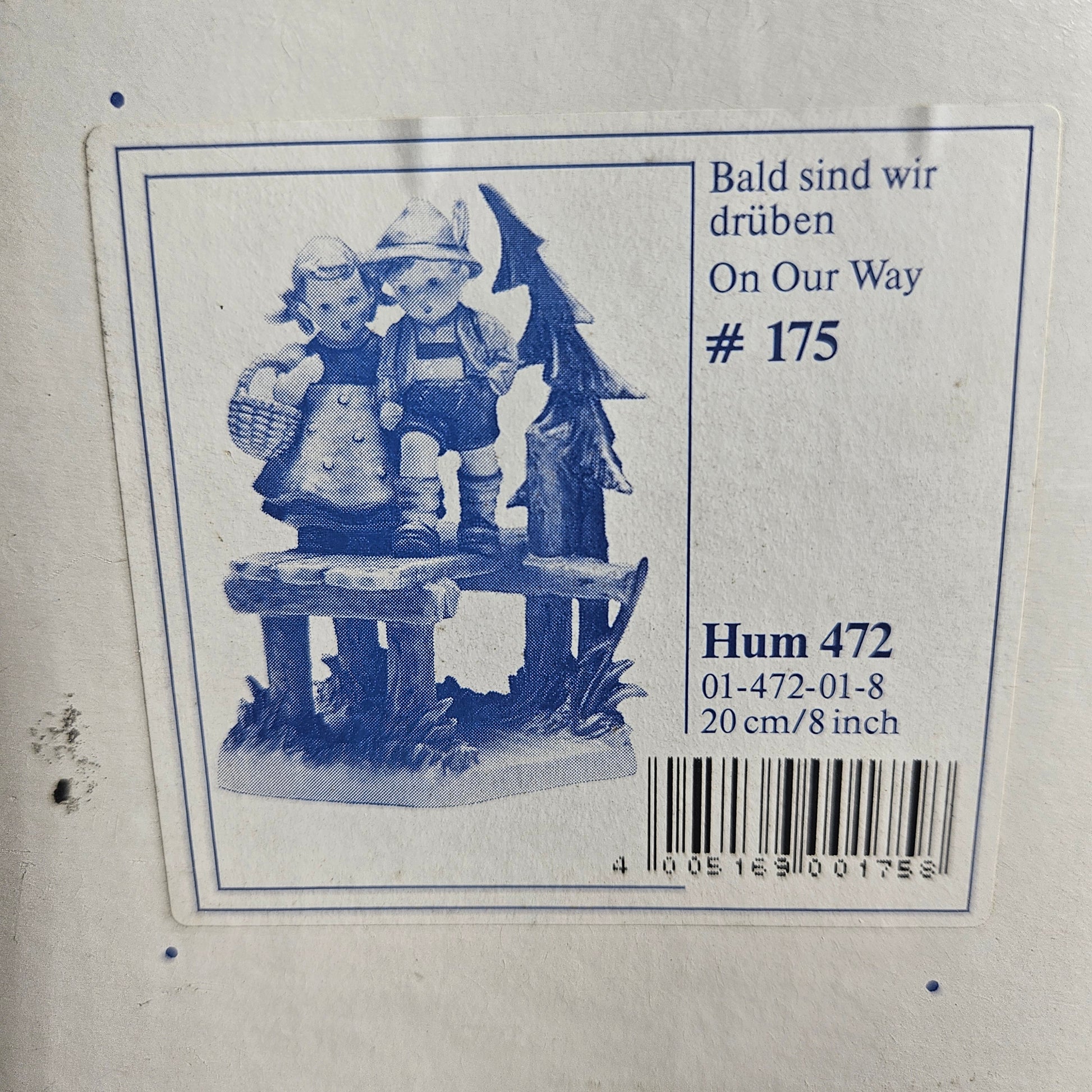 M I Hummel On Our Way figurine 1992 collectible original box label