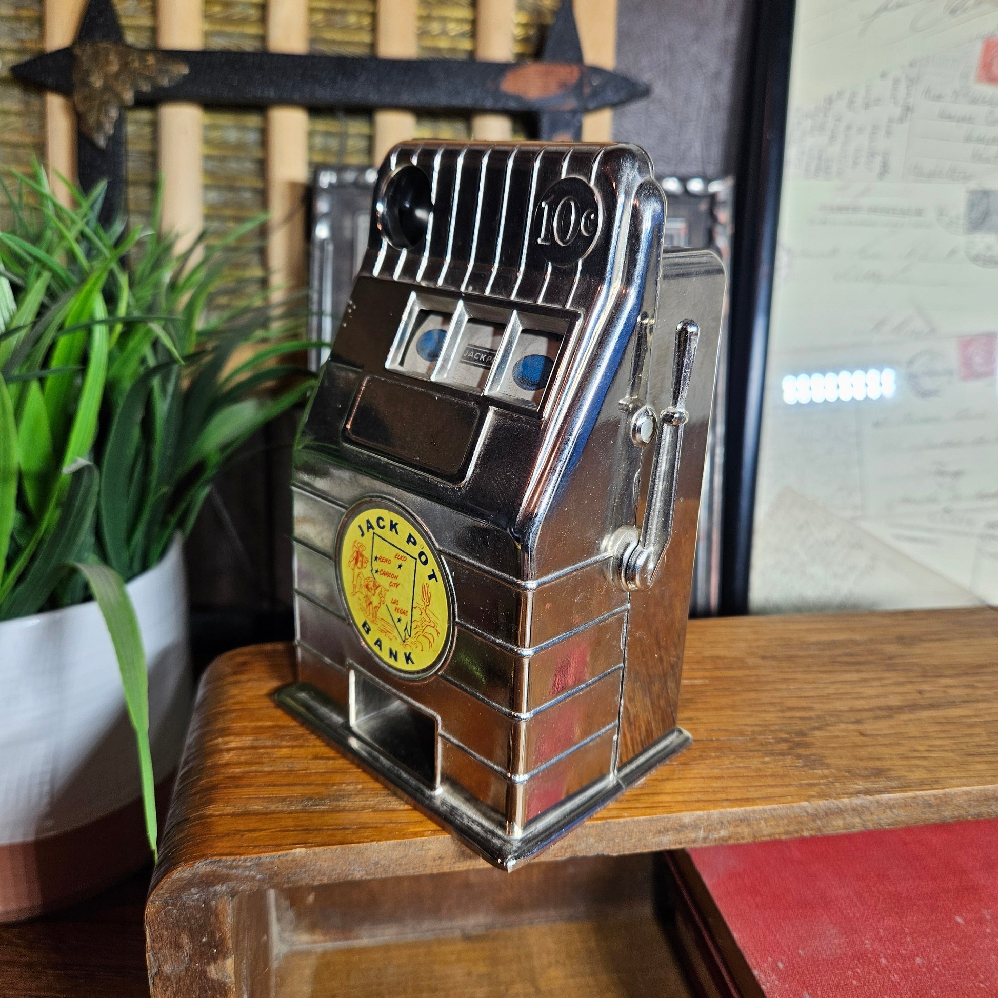 Mid century novelty coin bank casino decor piece