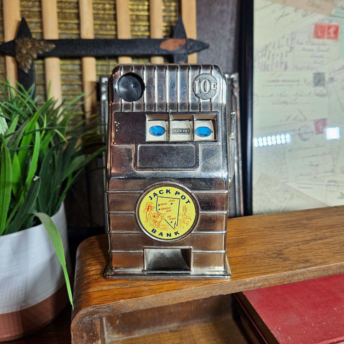 Vintage Jackpot Bank slot machine coin bank Reno Nevada