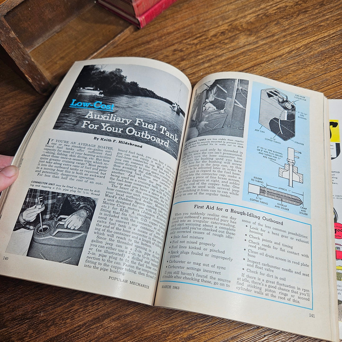 retro boating magazine popular mechanics 1963
vintage magazine with boat illustration 1963