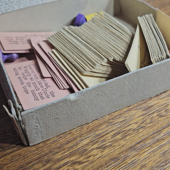 Uncle Wiggily game contents cards and wooden pieces inside box