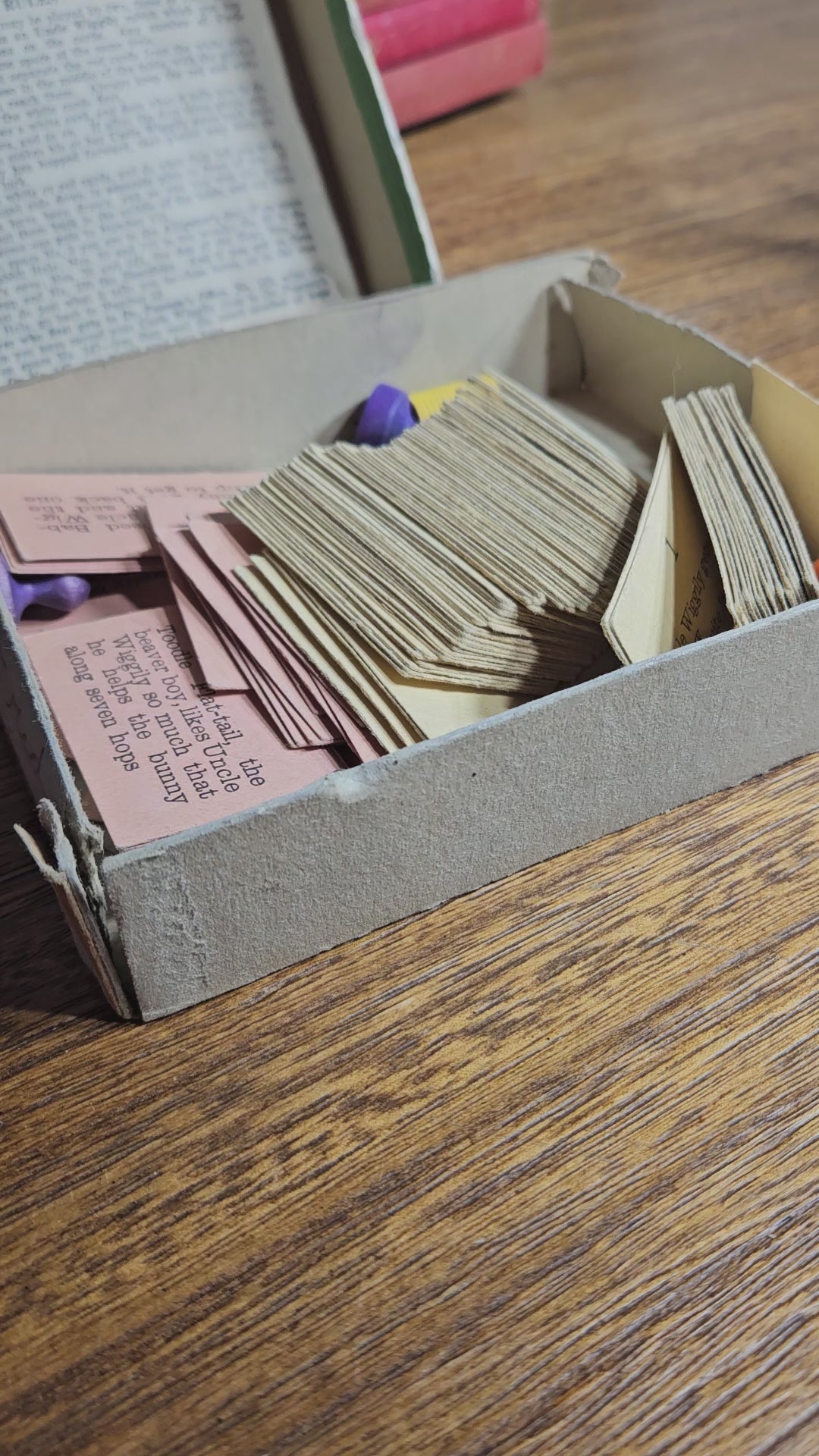 Uncle Wiggily game contents cards and wooden pieces inside box