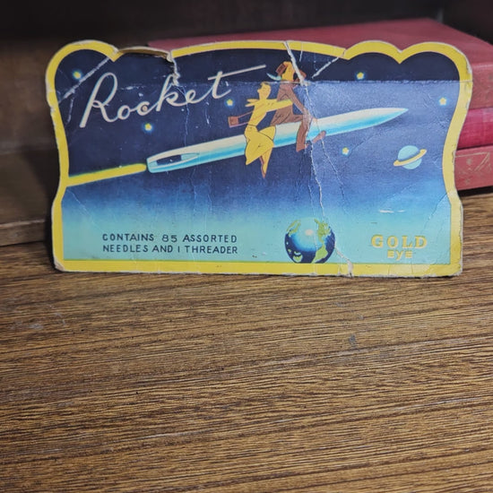 Mid century sewing ephemera Rocket design needle book
