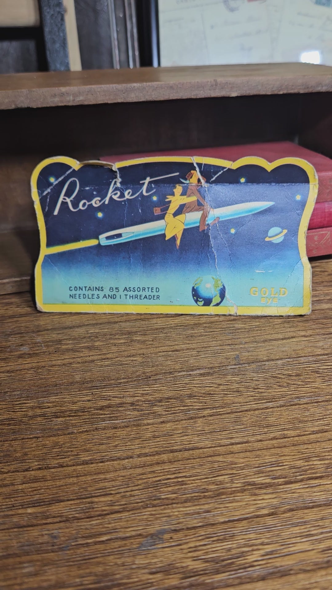 Mid century sewing ephemera Rocket design needle book