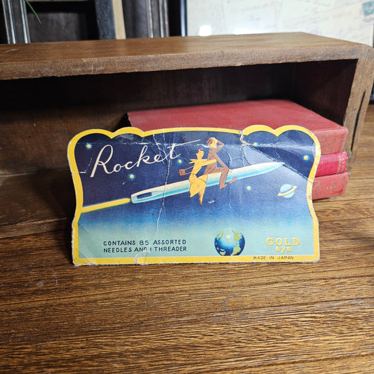 Vintage Rocket needle book Gold Eye Japan sewing kit