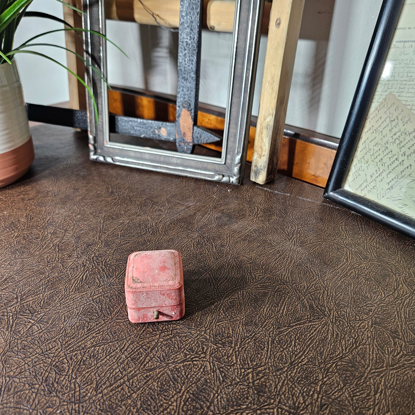 Vintage Pink Velvet Ring Box George Bull Jeweler Boise Idaho