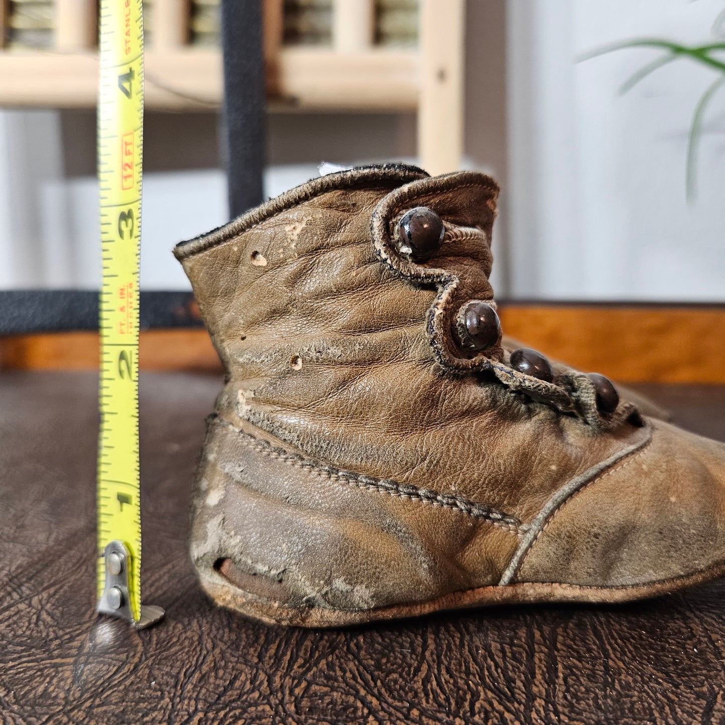 Antique Button Up Baby Shoes Leather Infant Boots