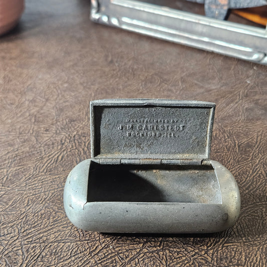 Vintage Gray Metal Jewelry Box J.M. Whitmore Spokane Wash.
