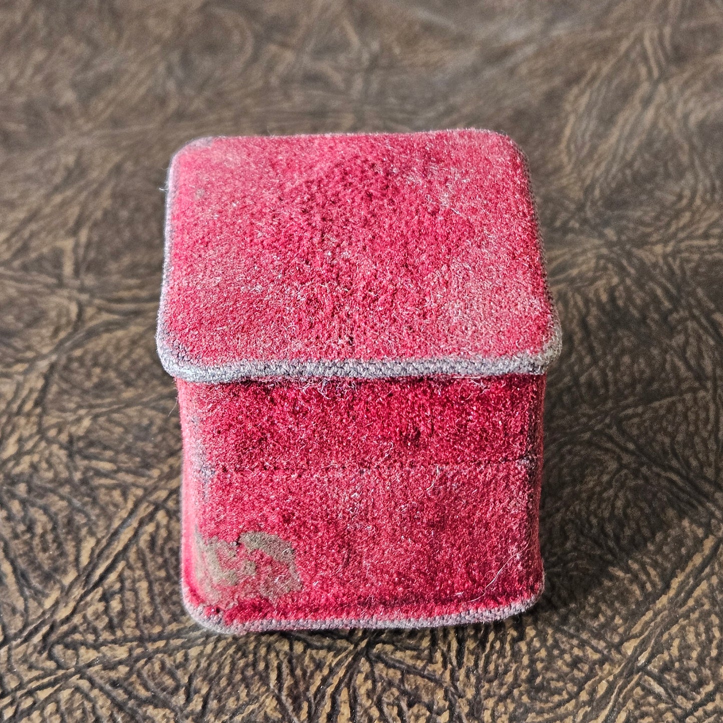 Vintage Ruby Velvet Small Jewelry Box Satin Lined