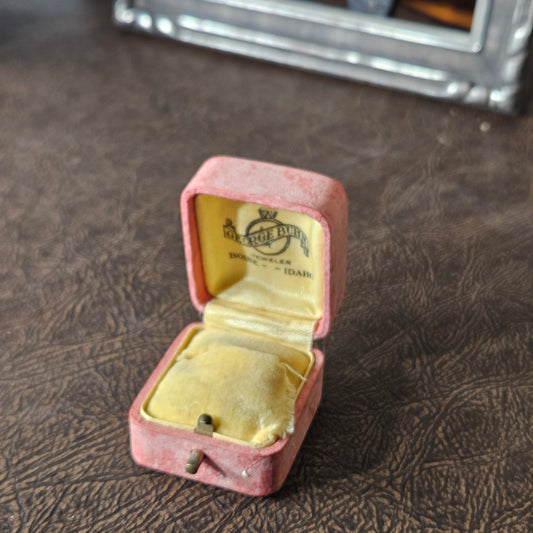 Vintage Pink Velvet Ring Box George Bull Jeweler Boise Idaho